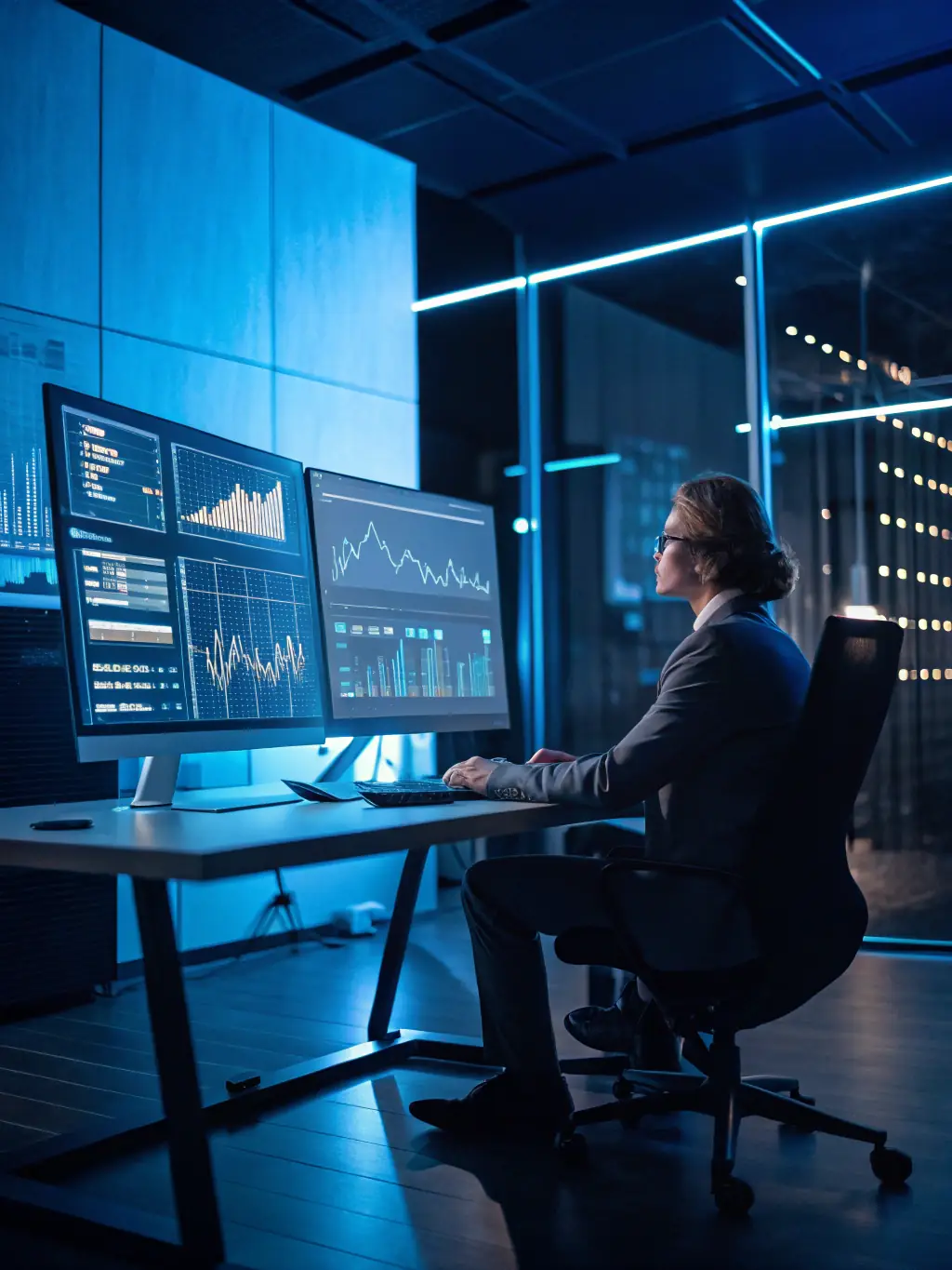 A professional and modern image representing financial consulting, with charts and graphs subtly displayed in the background, symbolizing Dxb Ldn & Co Ltd's expertise in financial advisory services.